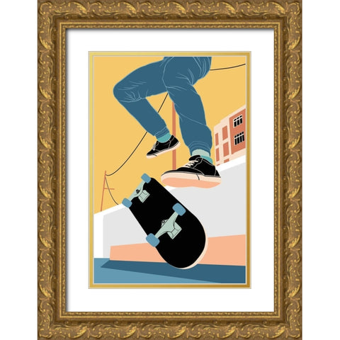 Flip Trick Dream Gold Ornate Wood Framed Art Print with Double Matting by Prime, Marcus