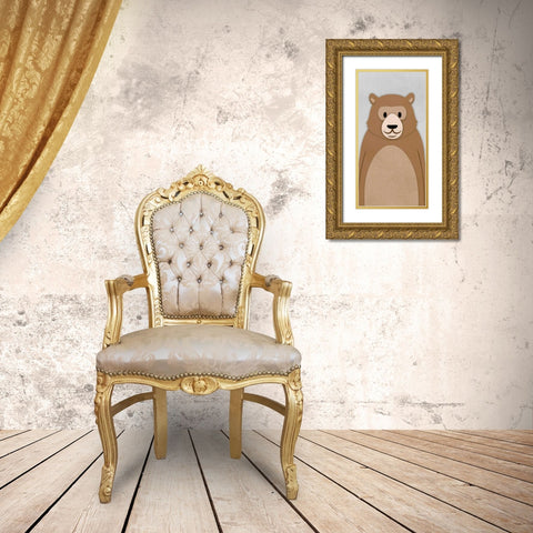 Cheery Bear 2 Gold Ornate Wood Framed Art Print with Double Matting by Prime, Marcus