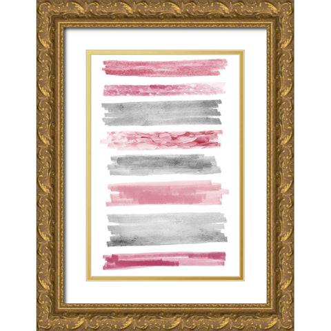 Blush Paint Streaks Gold Ornate Wood Framed Art Print with Double Matting by Prime, Marcus