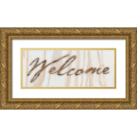 Welcome Wood Gold Ornate Wood Framed Art Print with Double Matting by Prime, Marcus