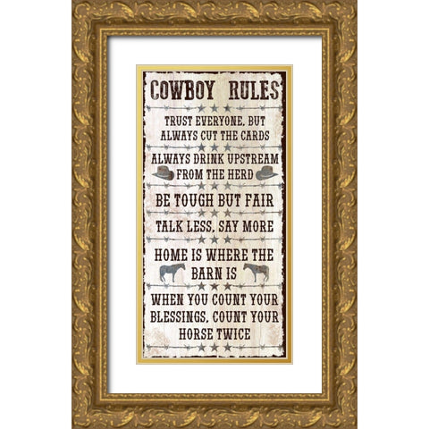 Tough Cowboy Rules Gold Ornate Wood Framed Art Print with Double Matting by Prime, Marcus
