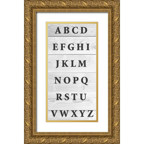 Alphabet Wood Gold Ornate Wood Framed Art Print with Double Matting by Prime, Marcus