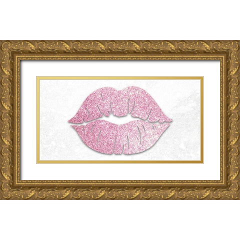 Pink Glitter Kiss Gold Ornate Wood Framed Art Print with Double Matting by Prime, Marcus