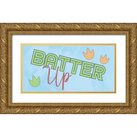 Batter Up Gold Ornate Wood Framed Art Print with Double Matting by Prime, Marcus