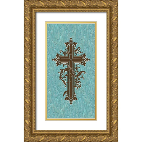 Marble Cross Gold Ornate Wood Framed Art Print with Double Matting by Prime, Marcus