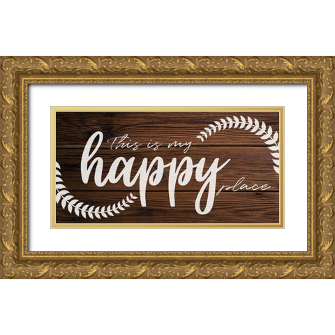 Happy Place Gold Ornate Wood Framed Art Print with Double Matting by Prime, Marcus