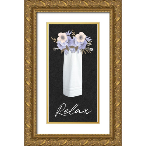 Relax Floral Towel Gold Ornate Wood Framed Art Print with Double Matting by Prime, Marcus