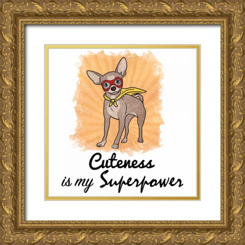 Superpowered Cuteness Gold Ornate Wood Framed Art Print with Double Matting by Prime, Marcus