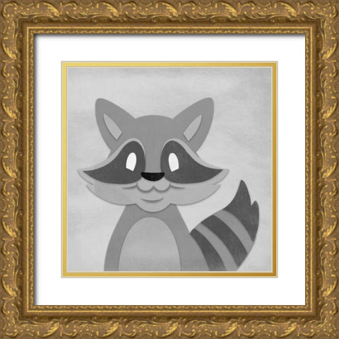 Cheery Raccoon Gold Ornate Wood Framed Art Print with Double Matting by Prime, Marcus