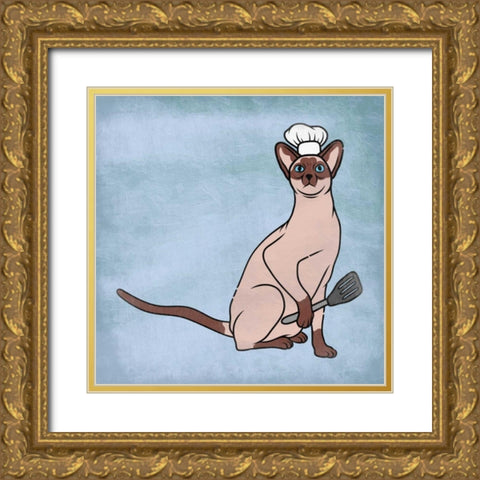Siamese Cook Gold Ornate Wood Framed Art Print with Double Matting by Prime, Marcus