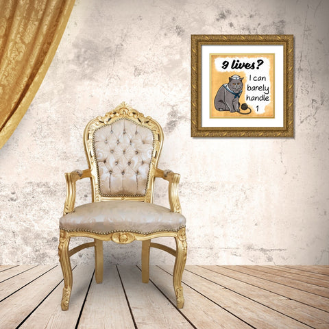 9 Lives Gold Ornate Wood Framed Art Print with Double Matting by Prime, Marcus