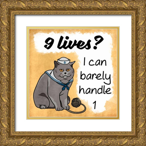 9 Lives Gold Ornate Wood Framed Art Print with Double Matting by Prime, Marcus