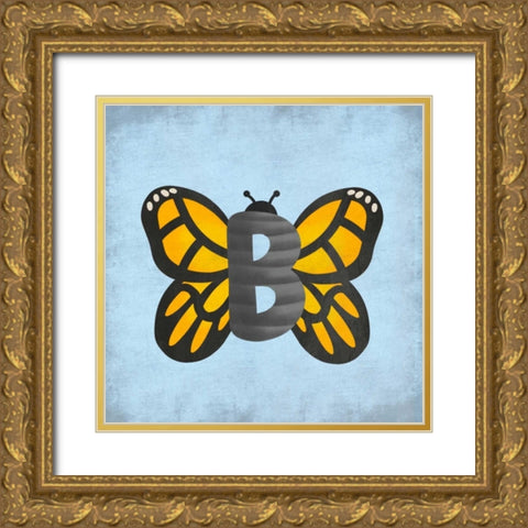B Is For Butterfly Gold Ornate Wood Framed Art Print with Double Matting by Prime, Marcus