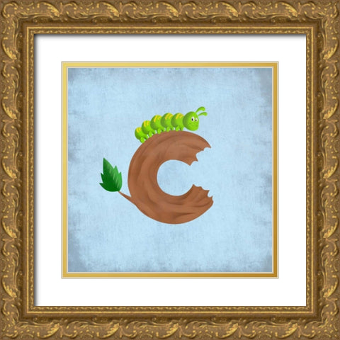 C Is For Caterpillar Gold Ornate Wood Framed Art Print with Double Matting by Prime, Marcus