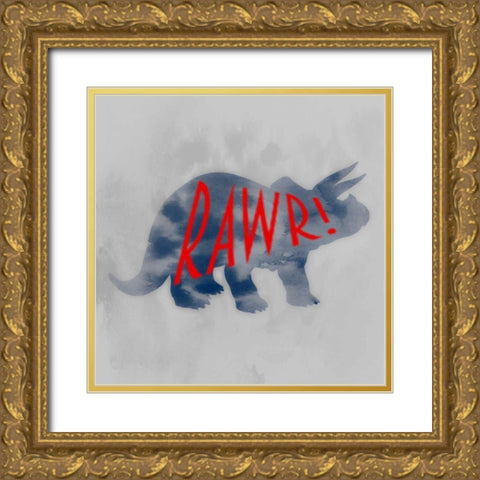 Prehistoric Rawr 1 Gold Ornate Wood Framed Art Print with Double Matting by Prime, Marcus