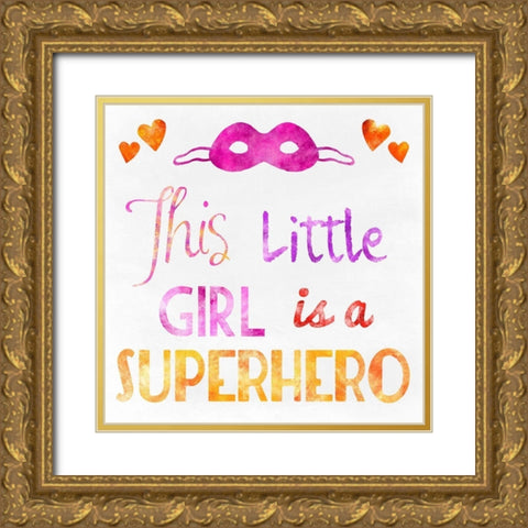 Little Super Girl Gold Ornate Wood Framed Art Print with Double Matting by Prime, Marcus