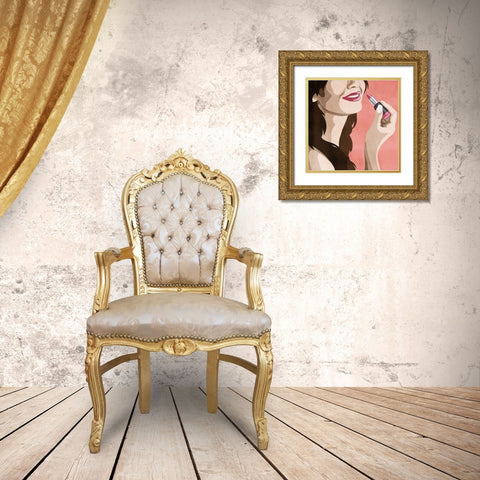 Fashionable Kiss 2 Gold Ornate Wood Framed Art Print with Double Matting by Prime, Marcus