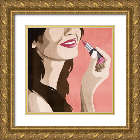 Fashionable Kiss 2 Gold Ornate Wood Framed Art Print with Double Matting by Prime, Marcus