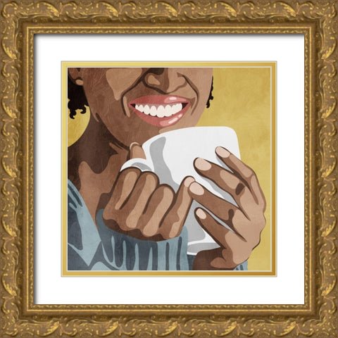 Morning Brew Gold Ornate Wood Framed Art Print with Double Matting by Prime, Marcus