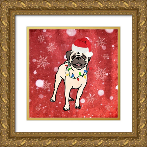 Pug Cheer Gold Ornate Wood Framed Art Print with Double Matting by Prime, Marcus
