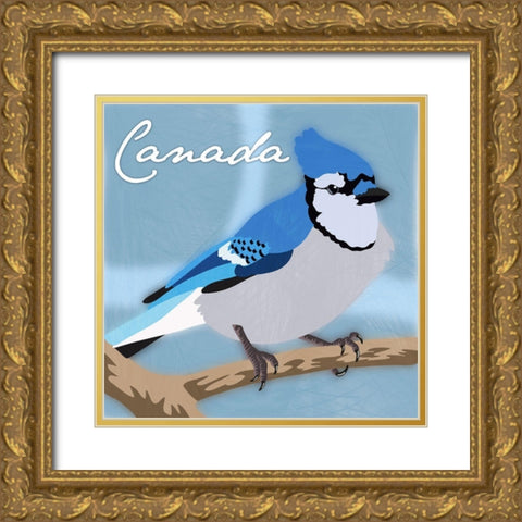 Canada Blue Jay Gold Ornate Wood Framed Art Print with Double Matting by Prime, Marcus
