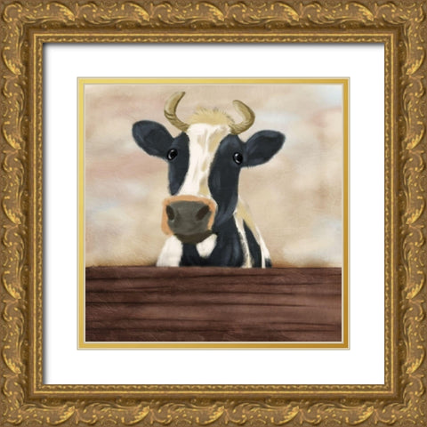 Lonely Cow Gold Ornate Wood Framed Art Print with Double Matting by Prime, Marcus