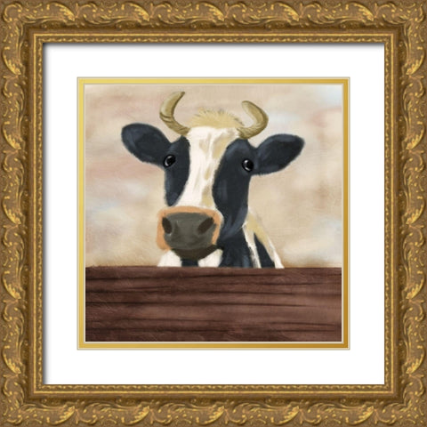 Lonely Cow 2 Gold Ornate Wood Framed Art Print with Double Matting by Prime, Marcus
