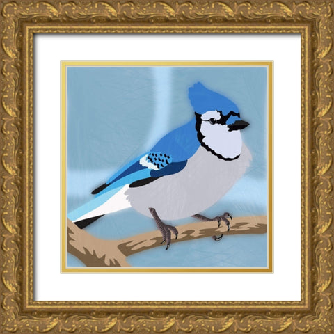 Majestic Blue Jay Gold Ornate Wood Framed Art Print with Double Matting by Prime, Marcus