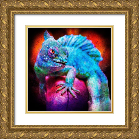 Party Gecko Gold Ornate Wood Framed Art Print with Double Matting by Prime, Marcus
