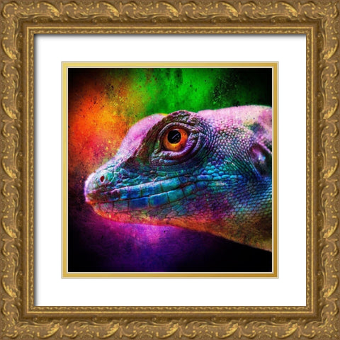 Party Lizard Gold Ornate Wood Framed Art Print with Double Matting by Prime, Marcus