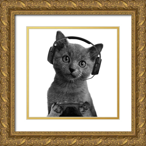 Gaming Cuteness Gold Ornate Wood Framed Art Print with Double Matting by Prime, Marcus