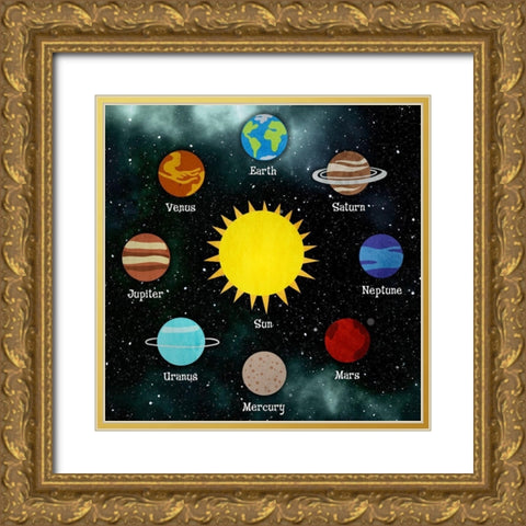 Solar System Gold Ornate Wood Framed Art Print with Double Matting by Prime, Marcus