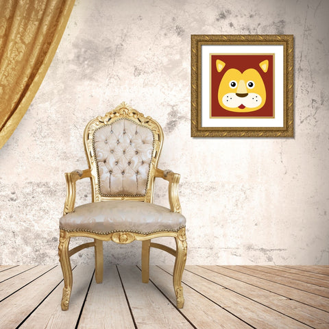 Surprised Lion Gold Ornate Wood Framed Art Print with Double Matting by Prime, Marcus