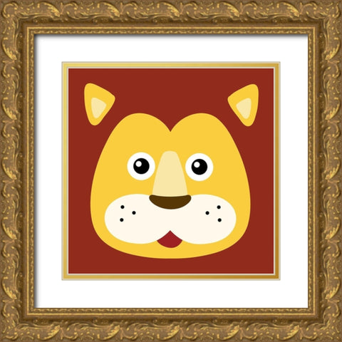 Surprised Lion Gold Ornate Wood Framed Art Print with Double Matting by Prime, Marcus