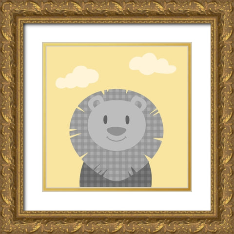 Funky Lion Gold Ornate Wood Framed Art Print with Double Matting by Prime, Marcus