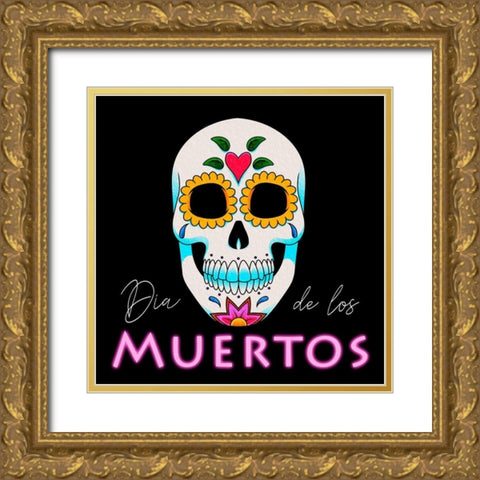 Dia De Los Muertos Gold Ornate Wood Framed Art Print with Double Matting by Prime, Marcus