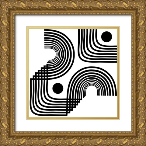 Modern Curves 1 Gold Ornate Wood Framed Art Print with Double Matting by Prime, Marcus