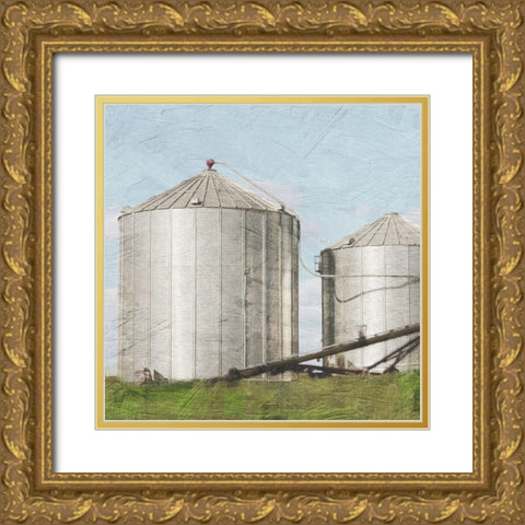 Twin Silos Gold Ornate Wood Framed Art Print with Double Matting by Prime, Marcus