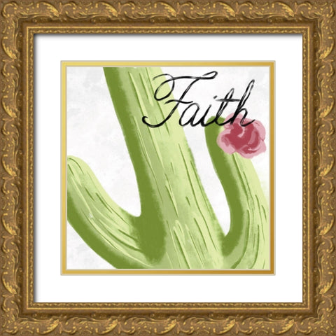 Succulent Faith 1 Gold Ornate Wood Framed Art Print with Double Matting by Prime, Marcus