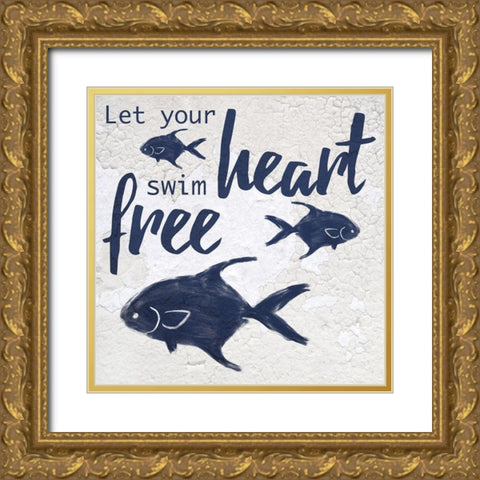 Swim Free 1 Gold Ornate Wood Framed Art Print with Double Matting by Prime, Marcus