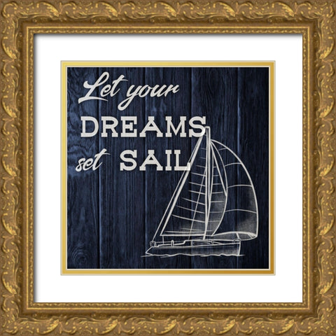 Set Sail 1 Gold Ornate Wood Framed Art Print with Double Matting by Prime, Marcus