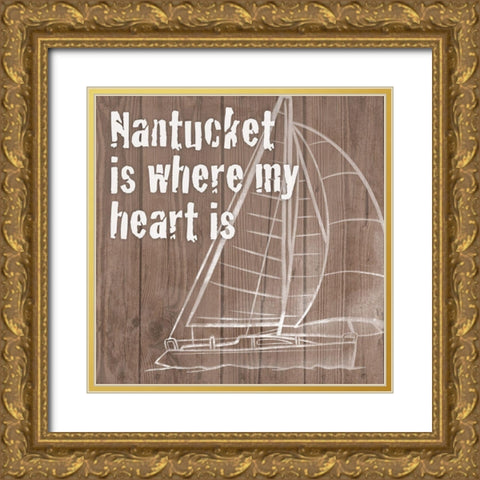 Nantucket Heart 1 Gold Ornate Wood Framed Art Print with Double Matting by Prime, Marcus
