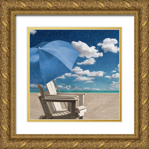 Starry Beach Nights Gold Ornate Wood Framed Art Print with Double Matting by Prime, Marcus
