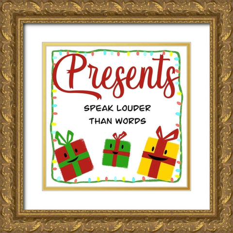 Presents Speak 1 Gold Ornate Wood Framed Art Print with Double Matting by Prime, Marcus