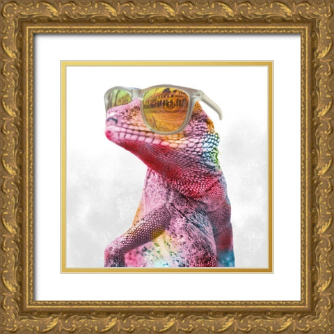 Cool Gecko 1 Gold Ornate Wood Framed Art Print with Double Matting by Prime, Marcus