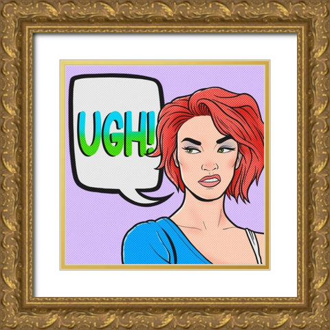 Ugh Girl Gold Ornate Wood Framed Art Print with Double Matting by Prime, Marcus