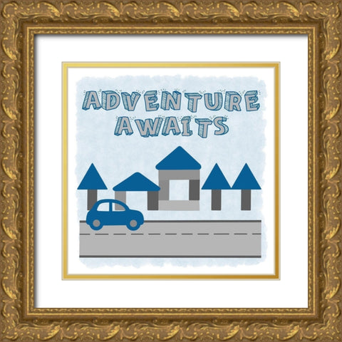 Adventure Awaits Gold Ornate Wood Framed Art Print with Double Matting by Prime, Marcus