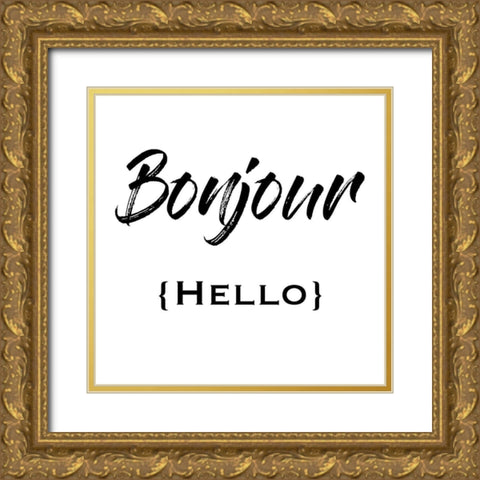 French Hello Gold Ornate Wood Framed Art Print with Double Matting by Prime, Marcus