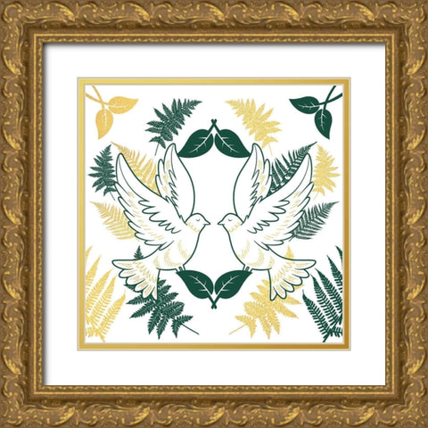 Loving Doves Gold Ornate Wood Framed Art Print with Double Matting by Prime, Marcus