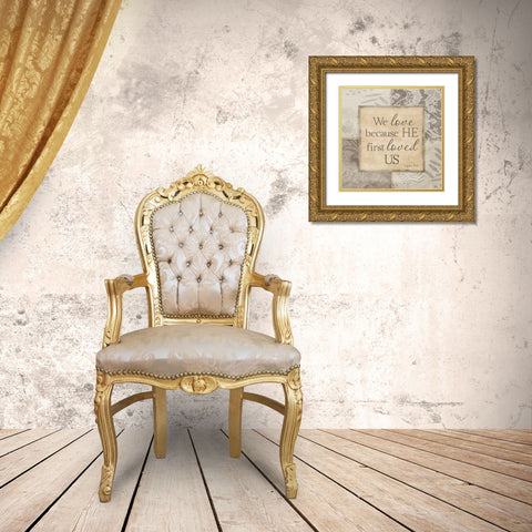 First Love Gold Ornate Wood Framed Art Print with Double Matting by Prime, Marcus